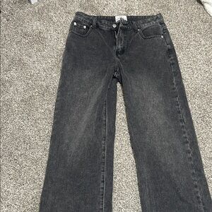 Blue Asphalt Black Washed Wide-Leg Jeans